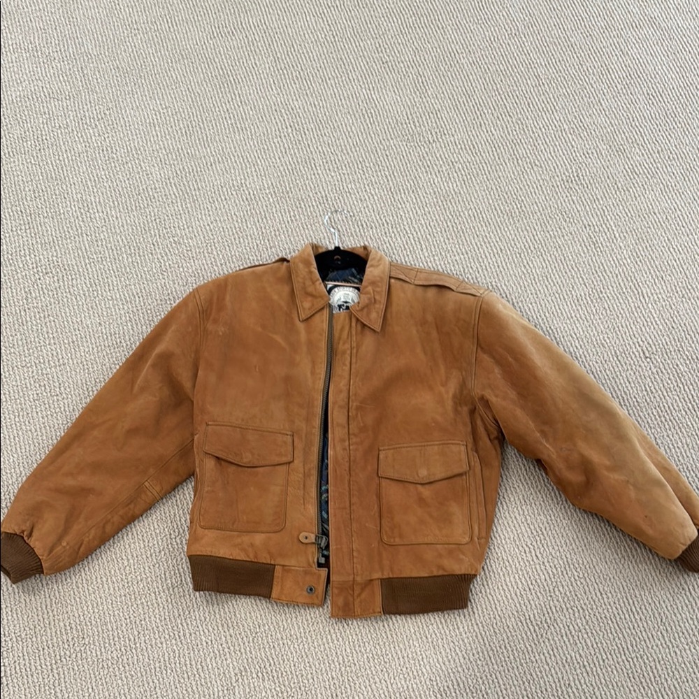 Brown Suede Bomber Jacket